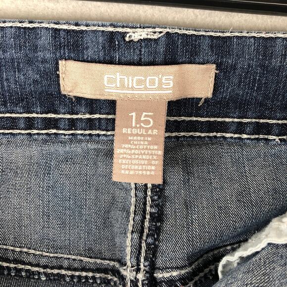 Chico's Women's Size 1.5 (M/10) Straight Leg Mid-Rise Jeans - Picture 2 of 6